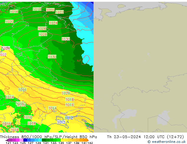 850-1000 hPa Kalınlığı Arpege-eu Per 23.05.2024 12 UTC