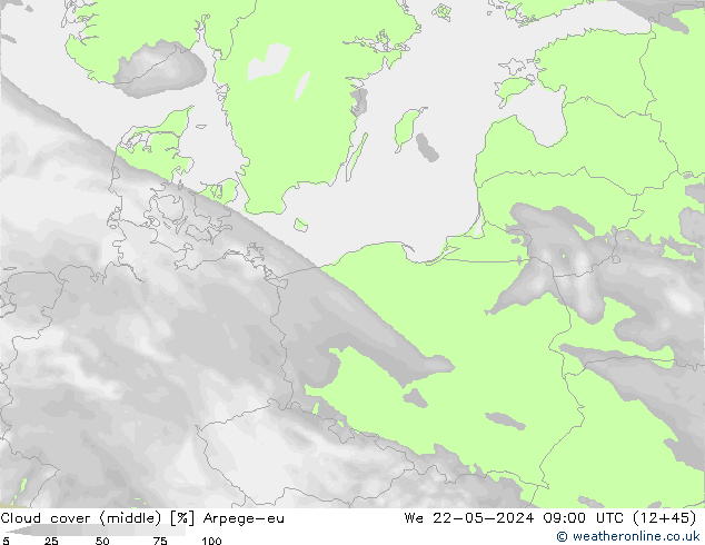 oblačnosti uprostřed Arpege-eu St 22.05.2024 09 UTC