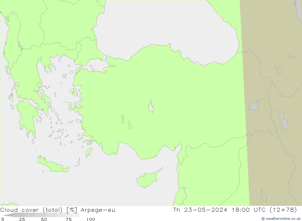 nuvens (total) Arpege-eu Qui 23.05.2024 18 UTC