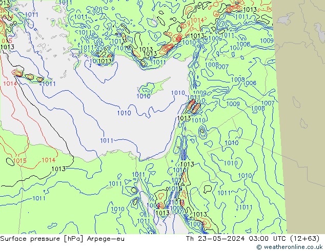 pressão do solo Arpege-eu Qui 23.05.2024 03 UTC