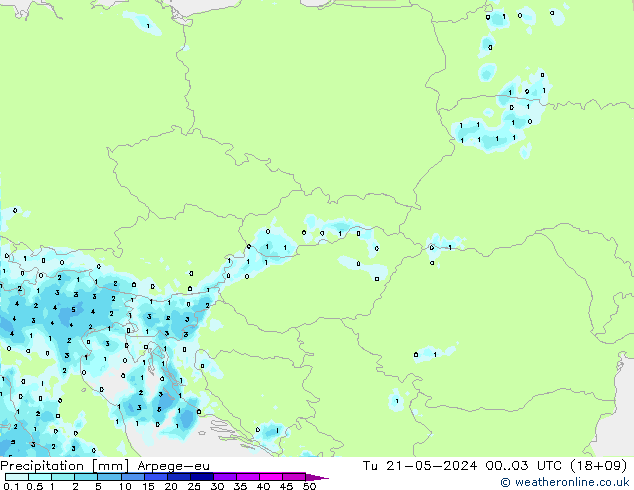 Precipitation Arpege-eu Tu 21.05.2024 03 UTC