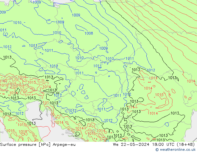 Atmosférický tlak Arpege-eu St 22.05.2024 18 UTC