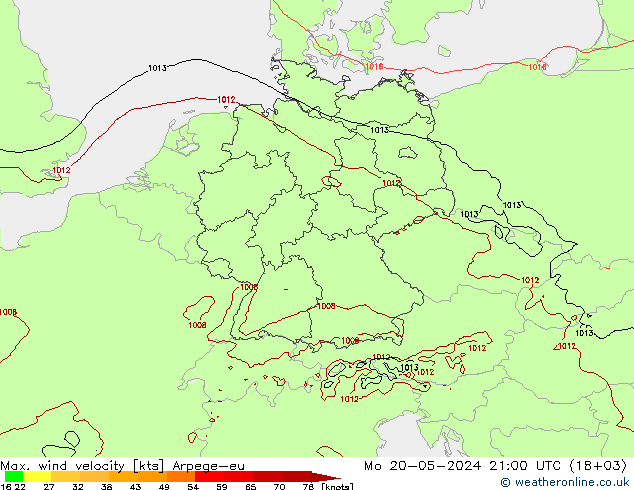Windböen Arpege-eu Mo 20.05.2024 21 UTC