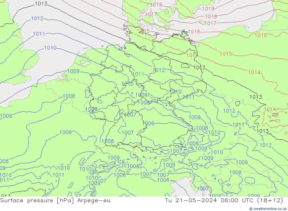 Bodendruck Arpege-eu Di 21.05.2024 06 UTC