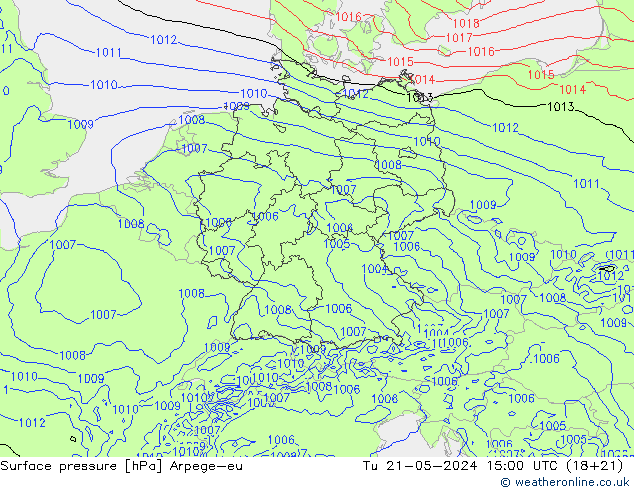 Yer basıncı Arpege-eu Sa 21.05.2024 15 UTC