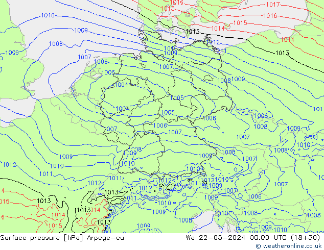 Atmosférický tlak Arpege-eu St 22.05.2024 00 UTC
