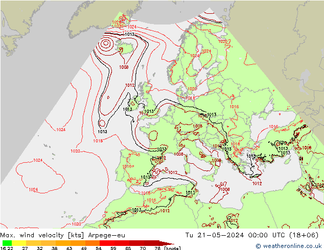 Windböen Arpege-eu Di 21.05.2024 00 UTC