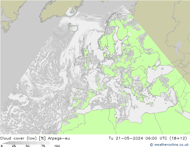 Bulutlar (düşük) Arpege-eu Sa 21.05.2024 06 UTC