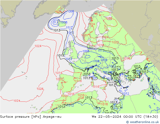 Bodendruck Arpege-eu Mi 22.05.2024 00 UTC