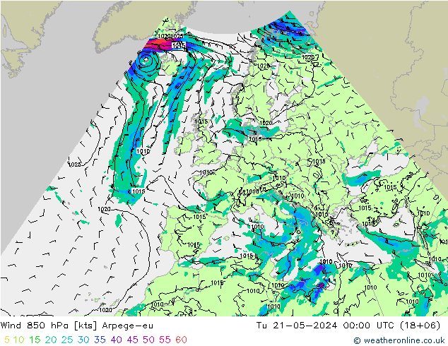 风 850 hPa Arpege-eu 星期二 21.05.2024 00 UTC