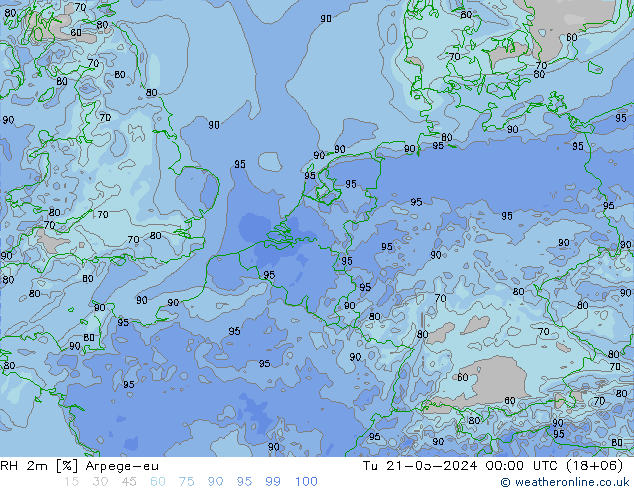 RH 2m Arpege-eu Tu 21.05.2024 00 UTC