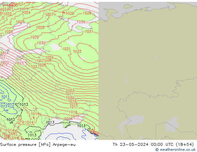 pressão do solo Arpege-eu Qui 23.05.2024 00 UTC