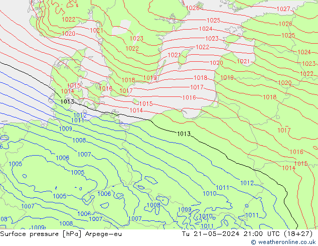 приземное давление Arpege-eu вт 21.05.2024 21 UTC