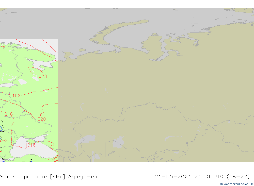 Surface pressure Arpege-eu Tu 21.05.2024 21 UTC