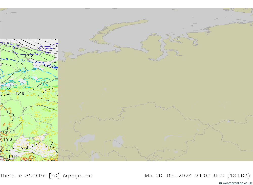 Theta-e 850hPa Arpege-eu Seg 20.05.2024 21 UTC