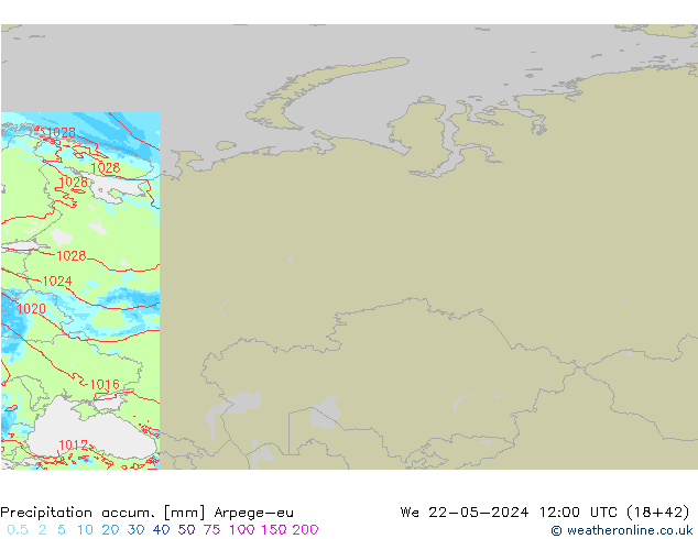 Precipitation accum. Arpege-eu We 22.05.2024 12 UTC
