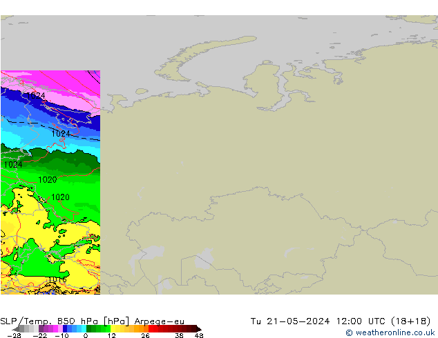 SLP/Temp. 850 hPa Arpege-eu mar 21.05.2024 12 UTC