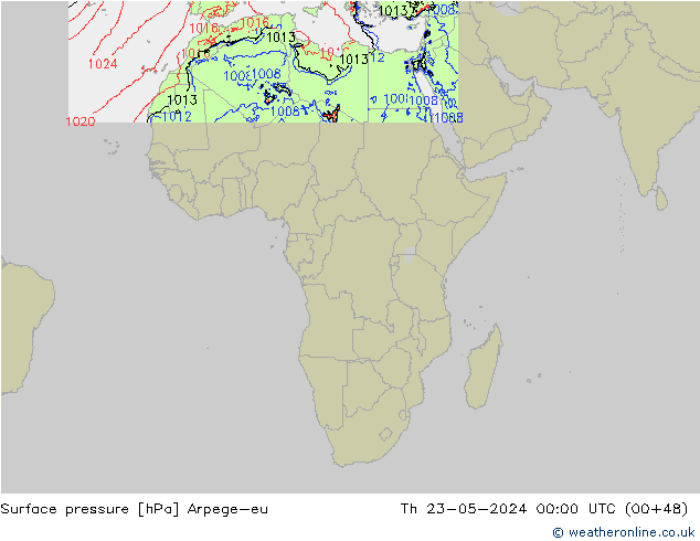 pressão do solo Arpege-eu Qui 23.05.2024 00 UTC