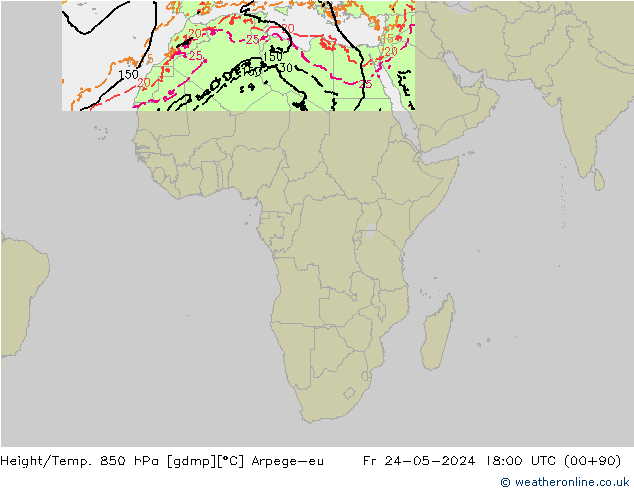 Height/Temp. 850 hPa Arpege-eu  24.05.2024 18 UTC