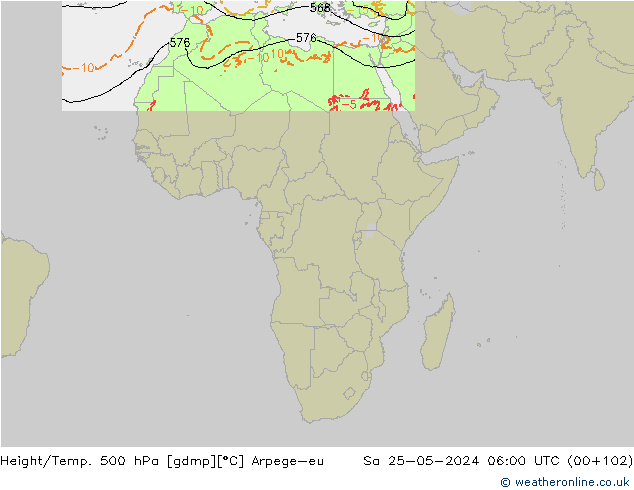 Yükseklik/Sıc. 500 hPa Arpege-eu Cts 25.05.2024 06 UTC
