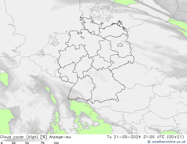 nuvens (high) Arpege-eu Ter 21.05.2024 21 UTC