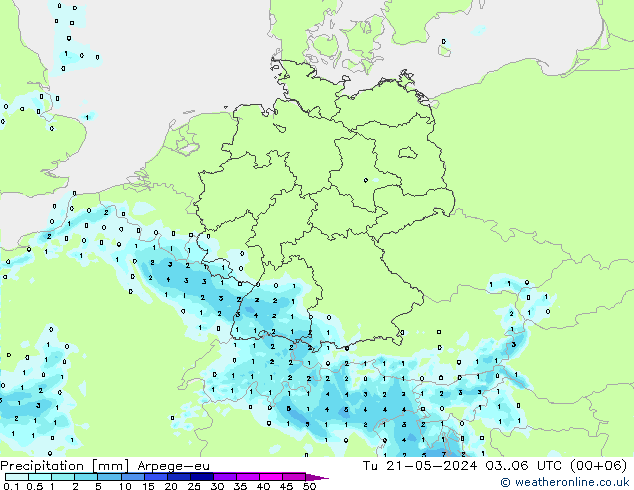 Precipitación Arpege-eu mar 21.05.2024 06 UTC