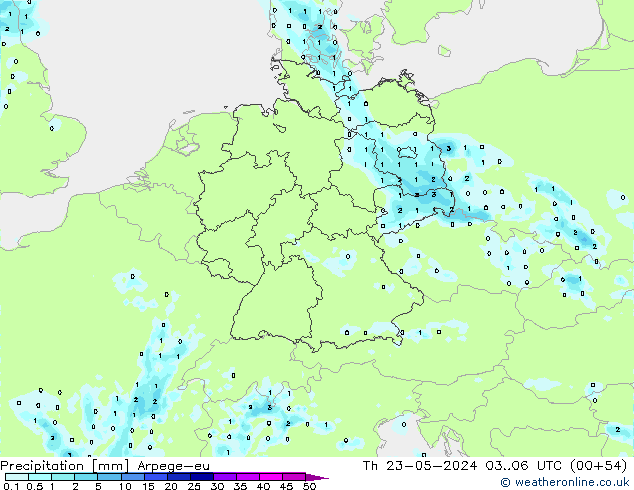 Niederschlag Arpege-eu Do 23.05.2024 06 UTC