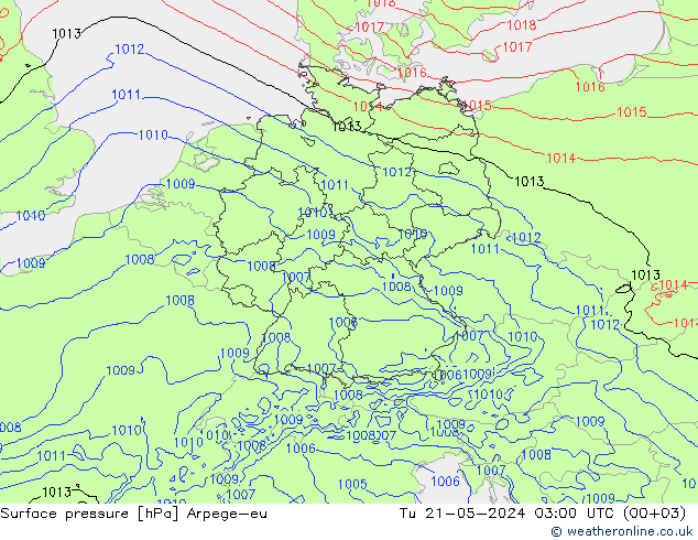 Presión superficial Arpege-eu mar 21.05.2024 03 UTC