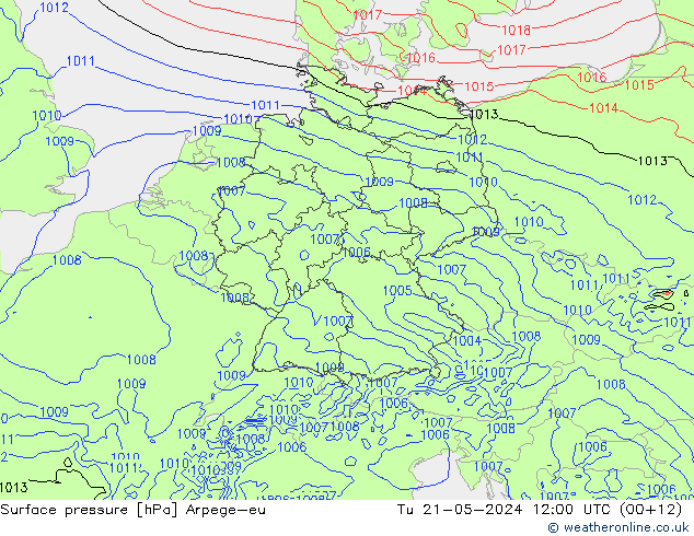 Bodendruck Arpege-eu Di 21.05.2024 12 UTC