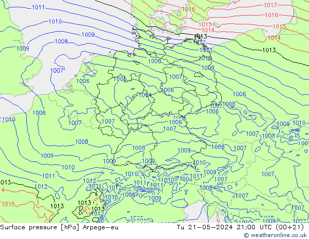 Bodendruck Arpege-eu Di 21.05.2024 21 UTC