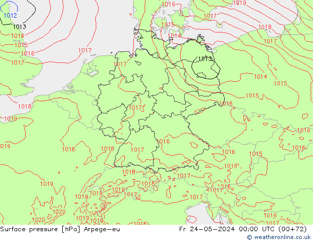 Presión superficial Arpege-eu vie 24.05.2024 00 UTC
