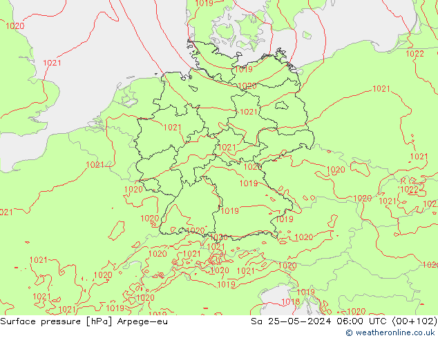 приземное давление Arpege-eu сб 25.05.2024 06 UTC