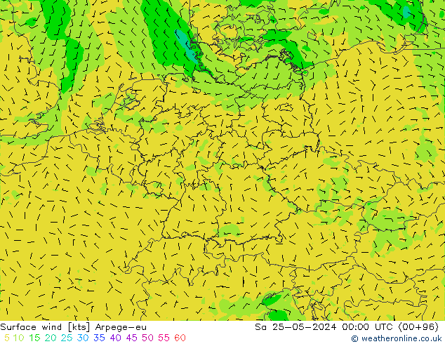 Surface wind Arpege-eu Sa 25.05.2024 00 UTC