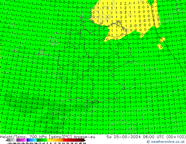 Height/Temp. 700 hPa Arpege-eu sab 25.05.2024 06 UTC