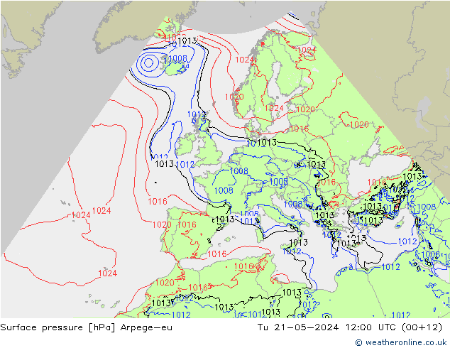 Presión superficial Arpege-eu mar 21.05.2024 12 UTC