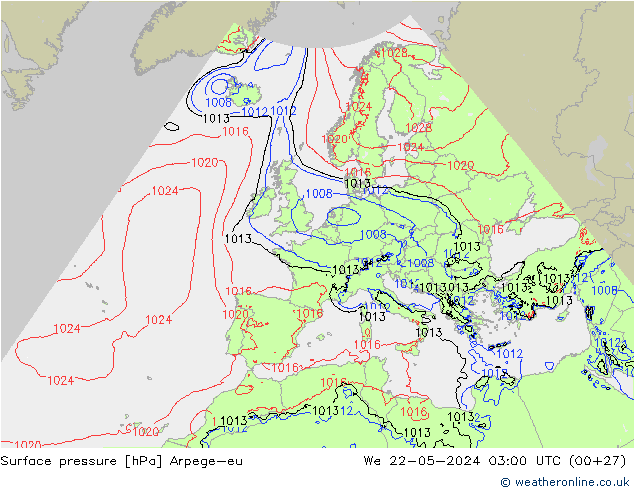 pressão do solo Arpege-eu Qua 22.05.2024 03 UTC