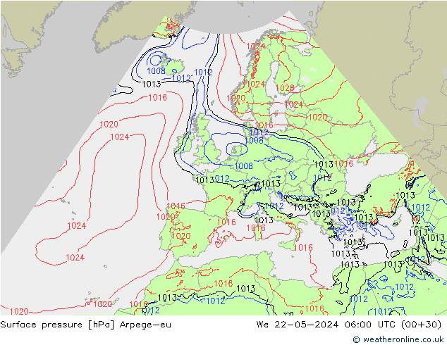 ciśnienie Arpege-eu śro. 22.05.2024 06 UTC