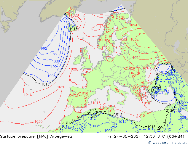 приземное давление Arpege-eu пт 24.05.2024 12 UTC
