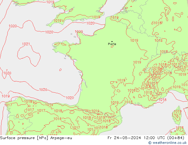 Luchtdruk (Grond) Arpege-eu vr 24.05.2024 12 UTC