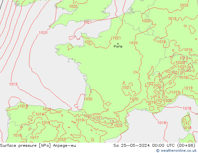 pression de l'air Arpege-eu sam 25.05.2024 00 UTC