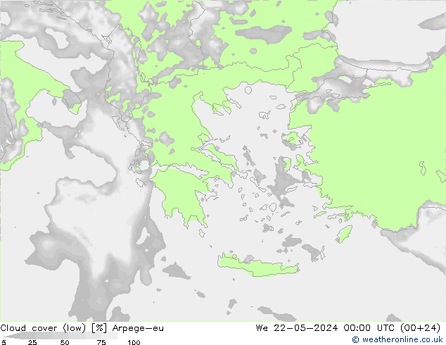 Bewolking (Laag) Arpege-eu wo 22.05.2024 00 UTC