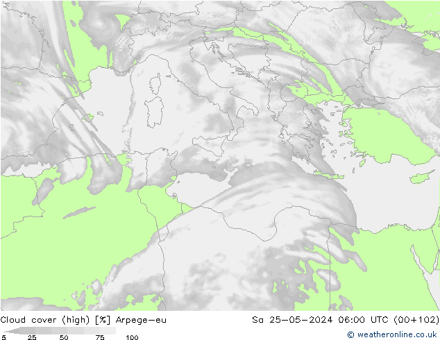 Bewolking (Hoog) Arpege-eu za 25.05.2024 06 UTC
