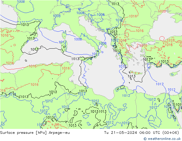 Luchtdruk (Grond) Arpege-eu di 21.05.2024 06 UTC