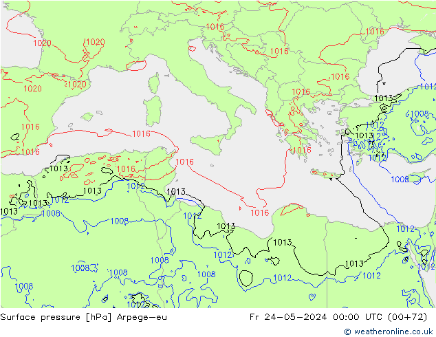 приземное давление Arpege-eu пт 24.05.2024 00 UTC