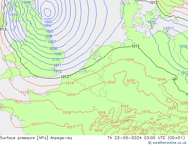 Bodendruck Arpege-eu Do 23.05.2024 03 UTC