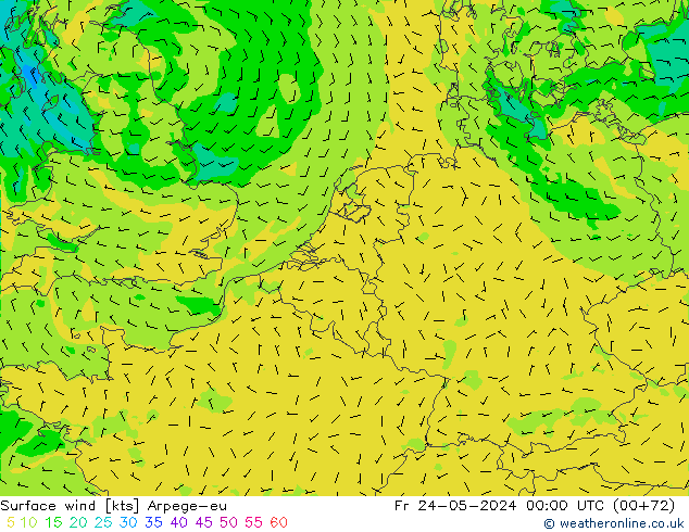 Surface wind Arpege-eu Fr 24.05.2024 00 UTC