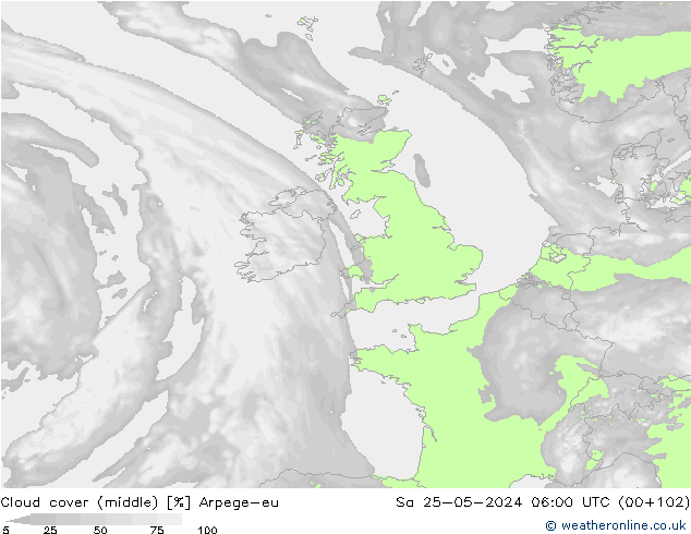 Bewolking (Middelb.) Arpege-eu za 25.05.2024 06 UTC