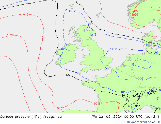 pressão do solo Arpege-eu Qua 22.05.2024 00 UTC