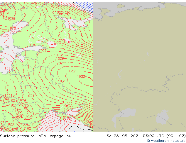 Surface pressure Arpege-eu Sa 25.05.2024 06 UTC