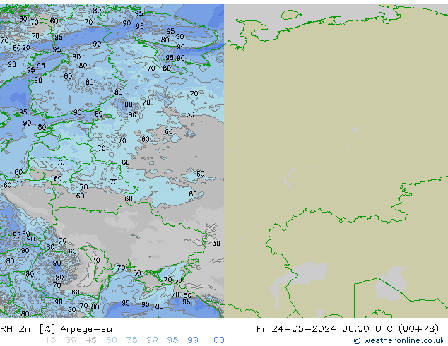 RH 2m Arpege-eu Fr 24.05.2024 06 UTC